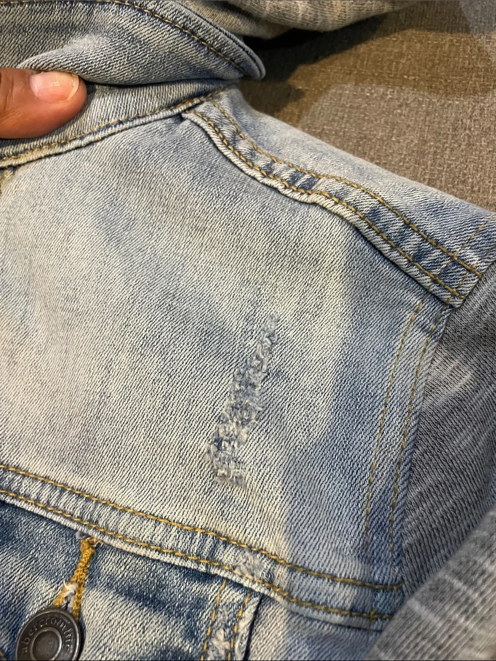 Abercrombie Kids A&F denim jacket hoodie jersey sleeves girls/boys